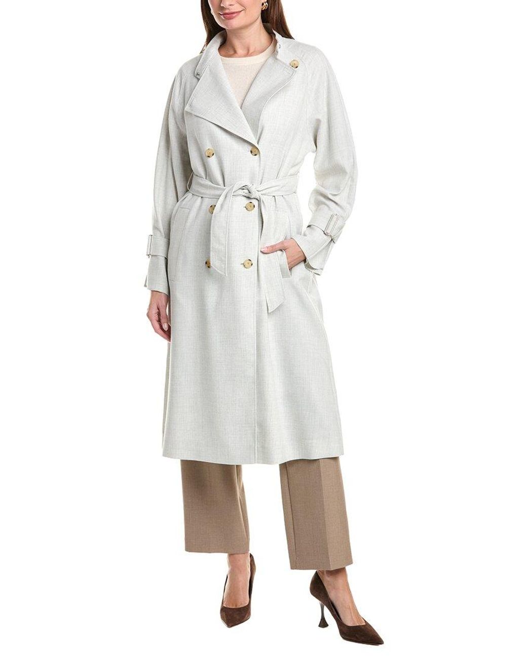 Boss White Catula Wool-Blend Coat