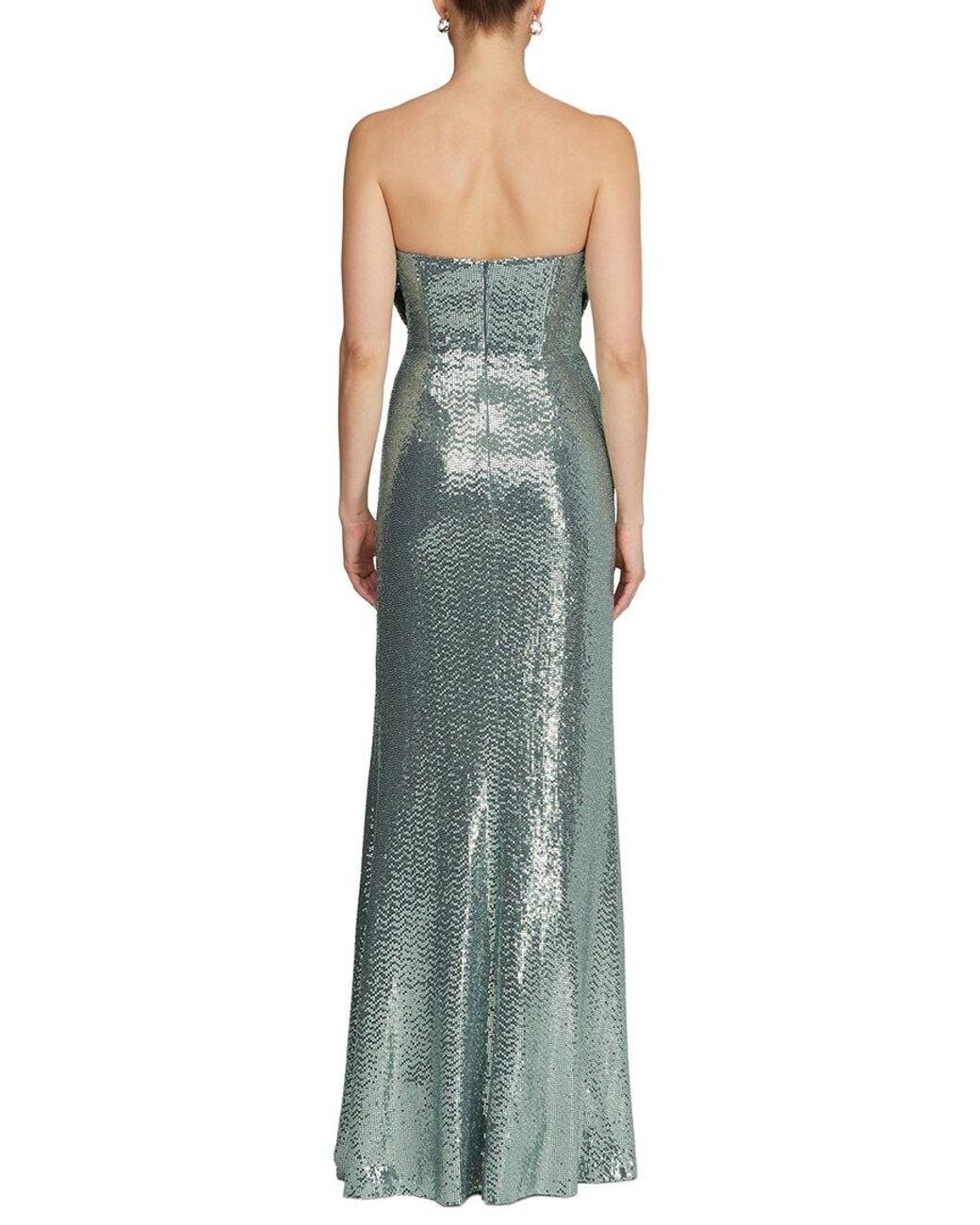 Halston Heritage Green Juliette Disco Jersey Gown
