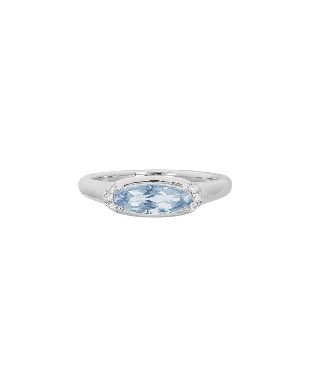 Diamond Select Cuts Blue 14K Diamond .05 Ct. & .90 Ct. Aquamarine Ring