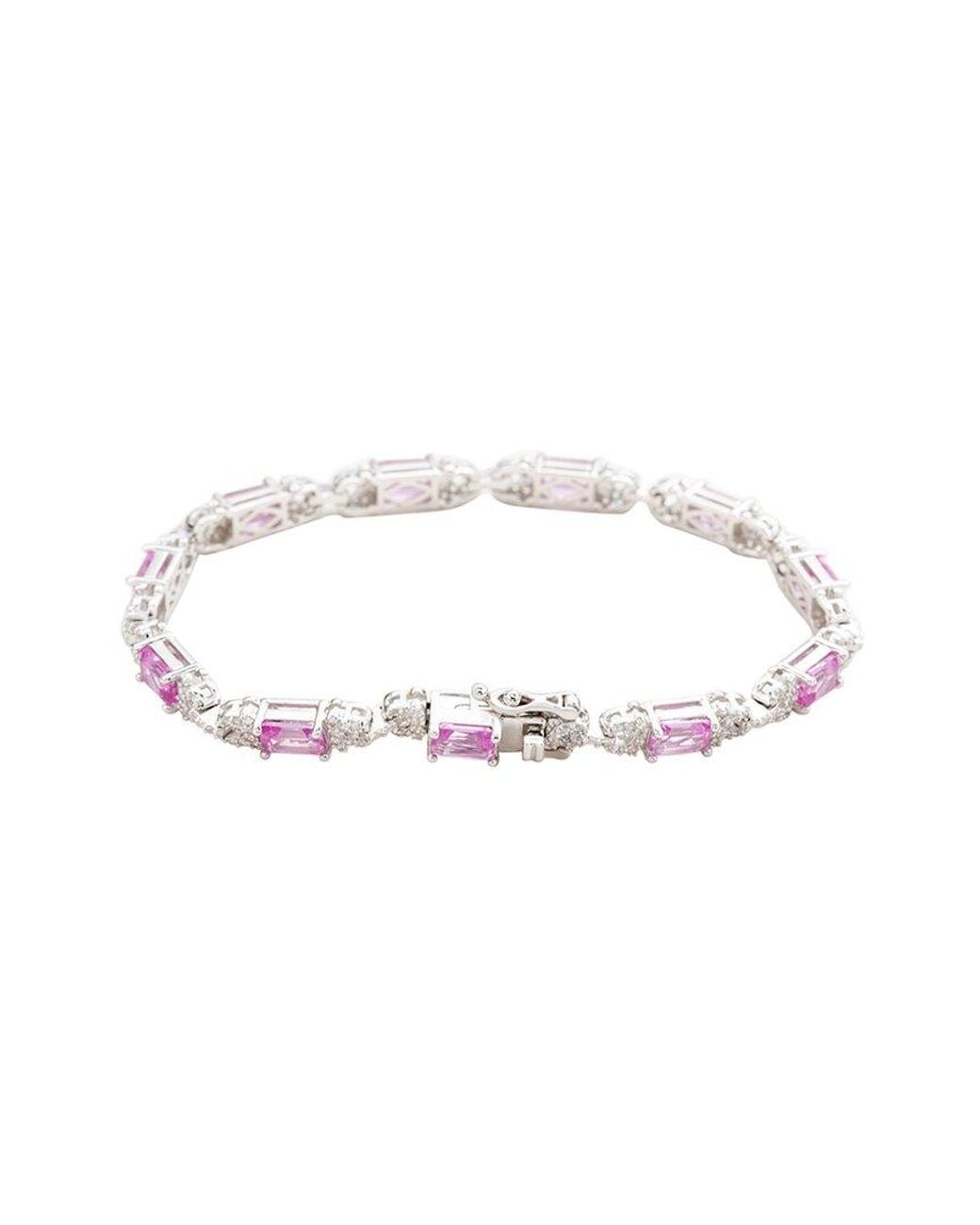 Suzy Levian Multicolor Silver 0.02 Ct. Tw. Diamond & Gemstone Bracelet