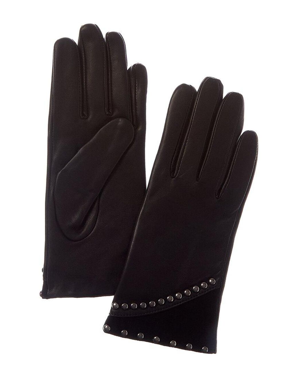 Sofiacashmere Black Sofiacashmere Classic Cashmere-Lined Nappa Leather Gloves