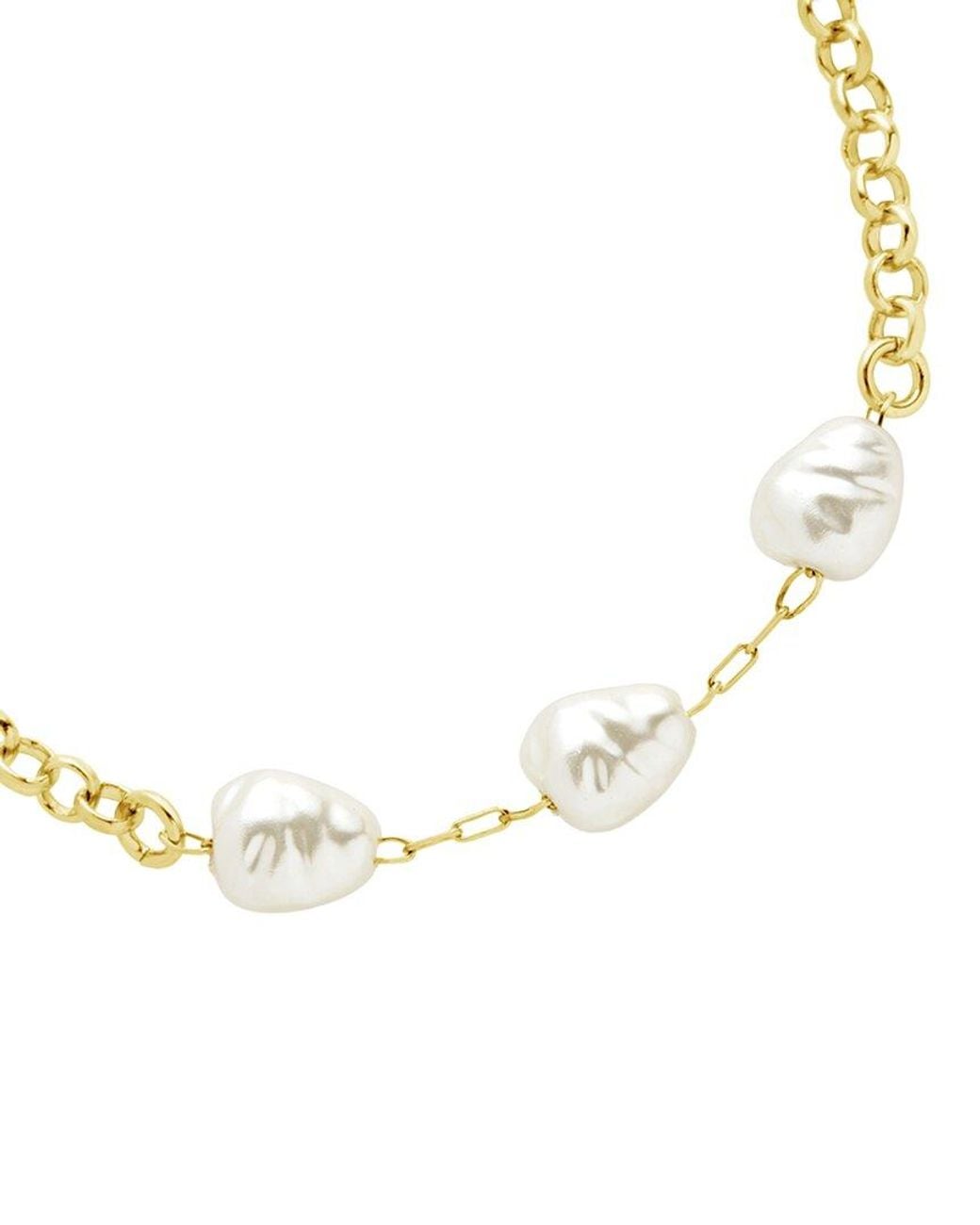Sterling Forever White 14K Plated Allie Stationed Anklet