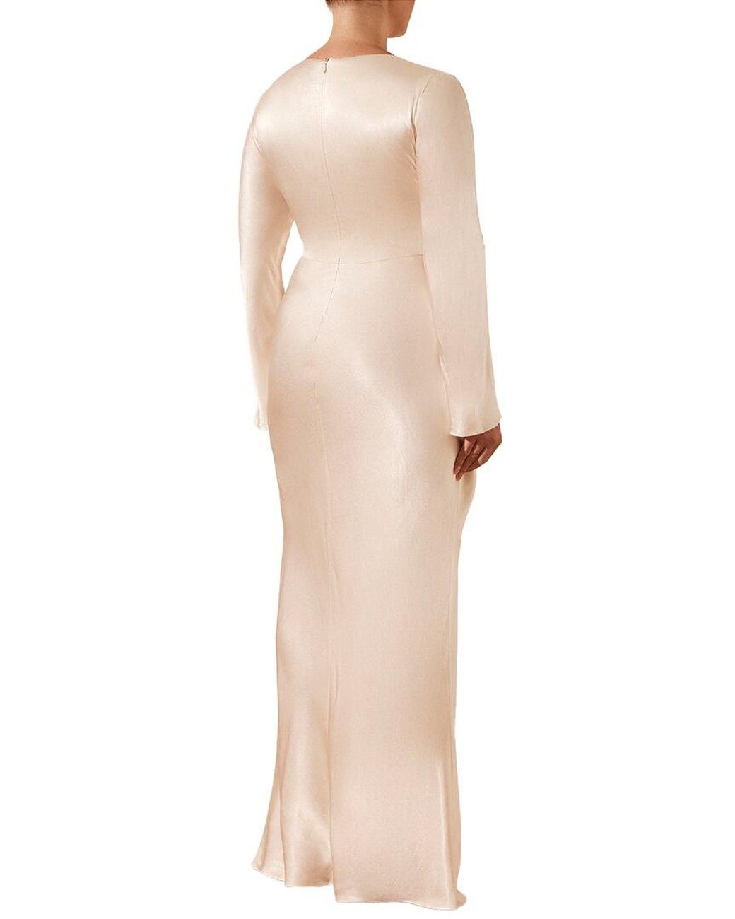 Shona Joy Natural La Lune Plunged Tie Front Maxi Dress