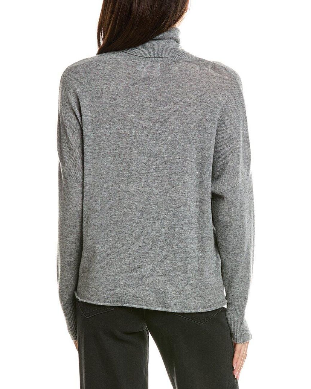 Brodie Cashmere Gray Textured Roll Neck Wool & Cashmere-Blend Sweater