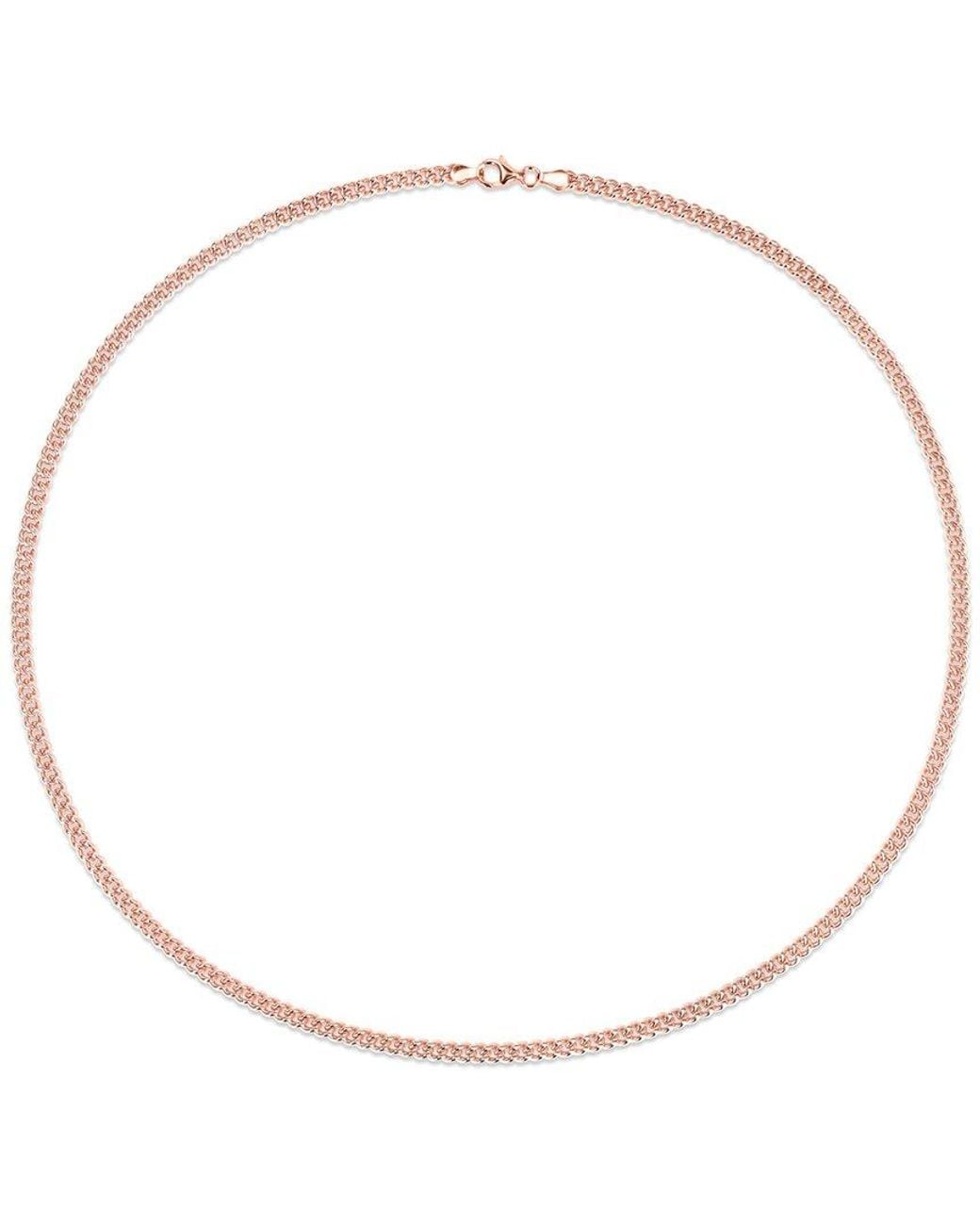 Italian Silver Metallic 18K Rose Over Curb Link Chain Necklace