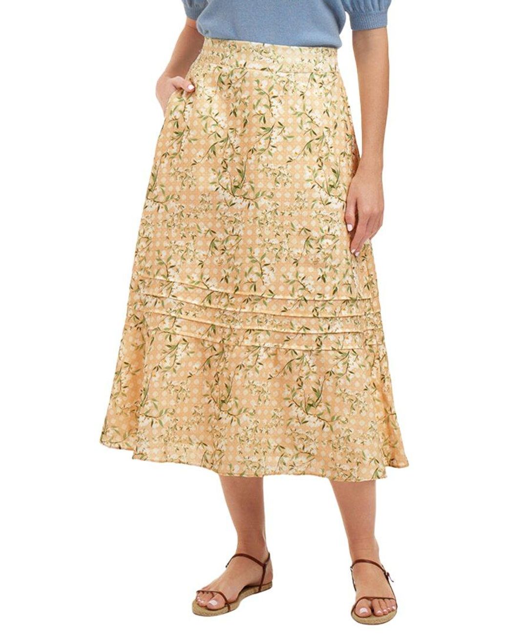 Draper James Natural Linen Midi Skirt