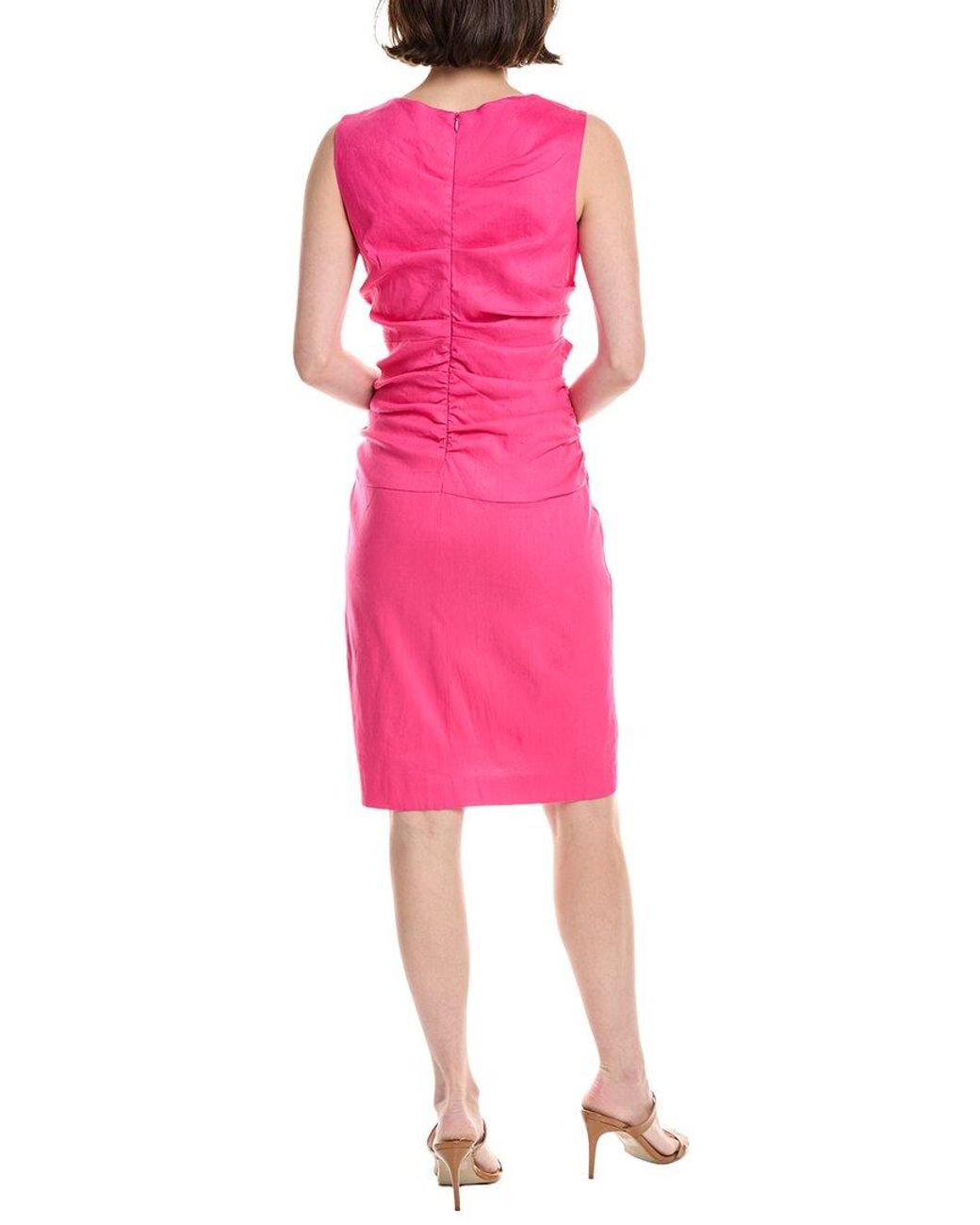 Sara Campbell Pink Stretch Linen-Blend Magic Dress