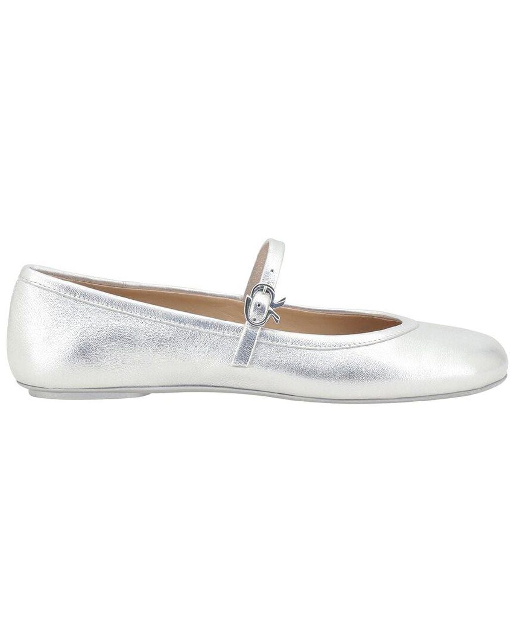 Gianvito Rossi White Carla Leather Ballerina Flat