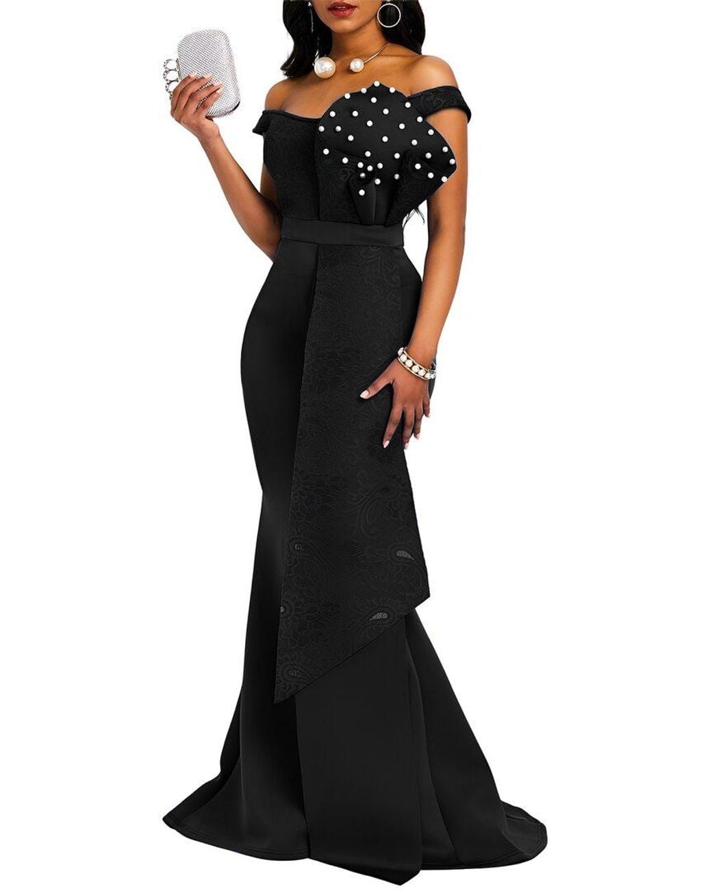 Vincent Black Embellished Maxi Dress