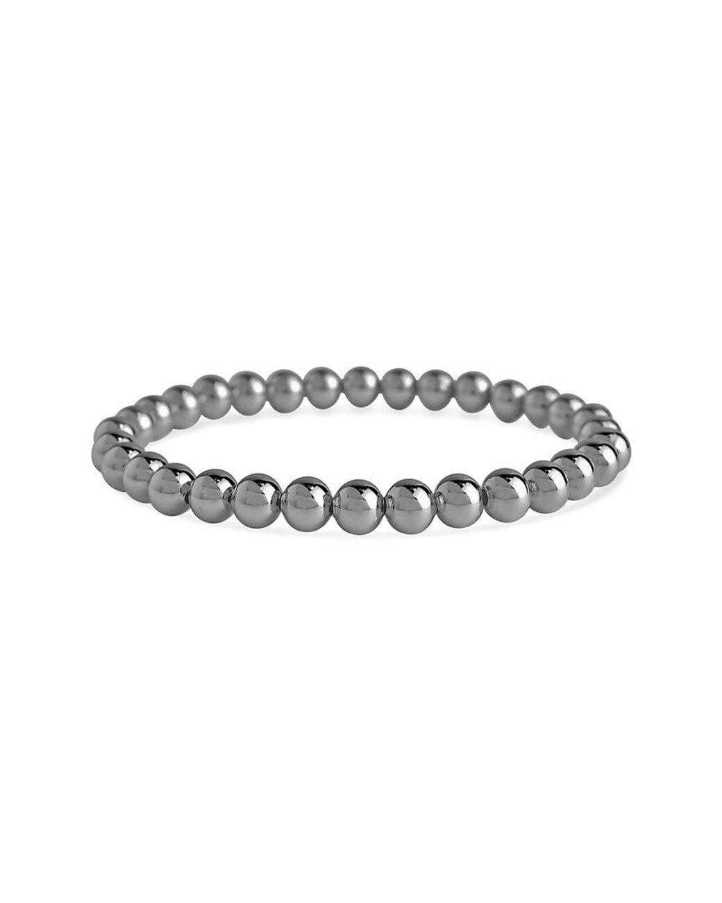 Sterling Forever White Beaded Stretch Bracelet