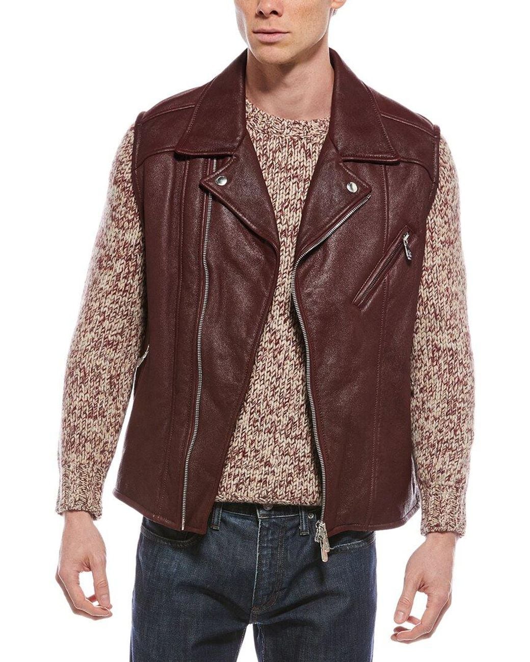 Brunello Cucinelli Brown Leather Vest for men