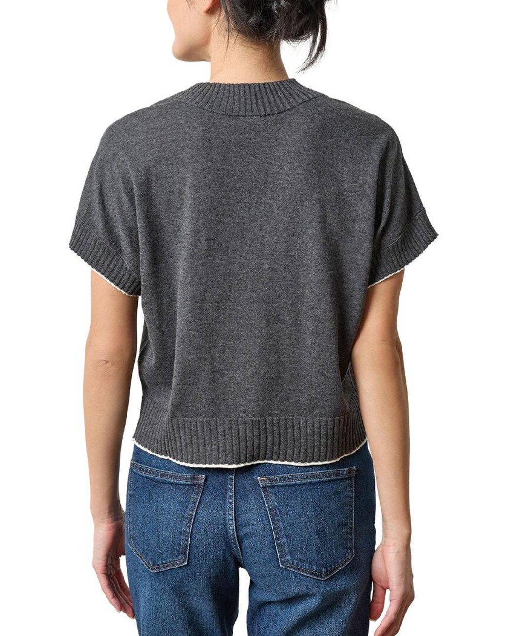 Lilla P Gray V-Neck Pullover Sweater