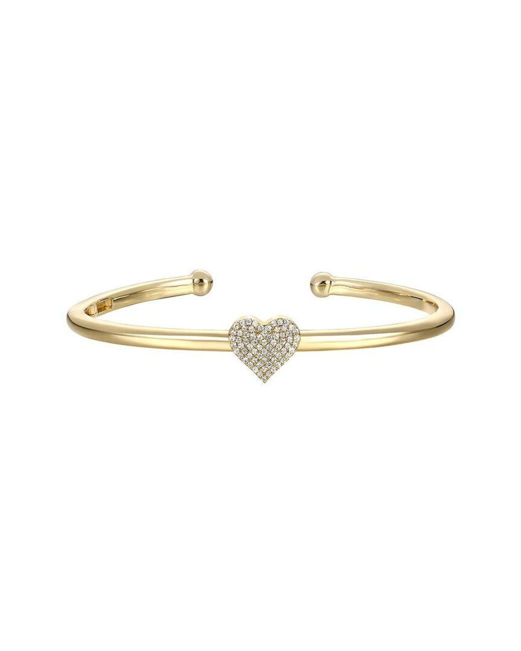 Rachel Glauber White 14k Plated Cz Heart Bangle Bracelet