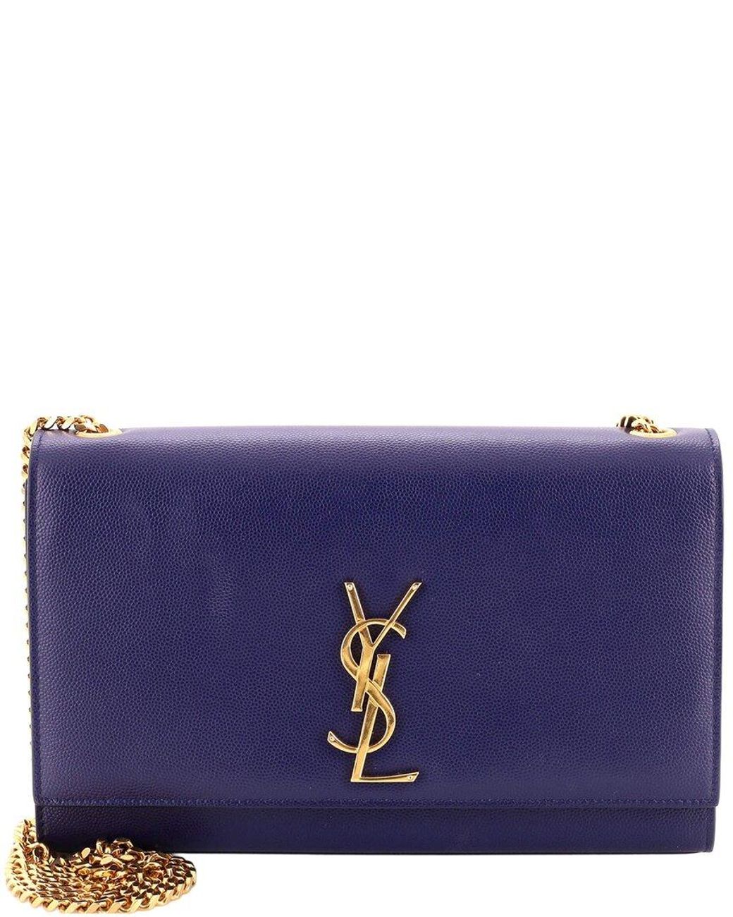 Saint Laurent Purple Grainy Leather Classic Monogram Crossbody Medium (Authentic Pre-Loved)