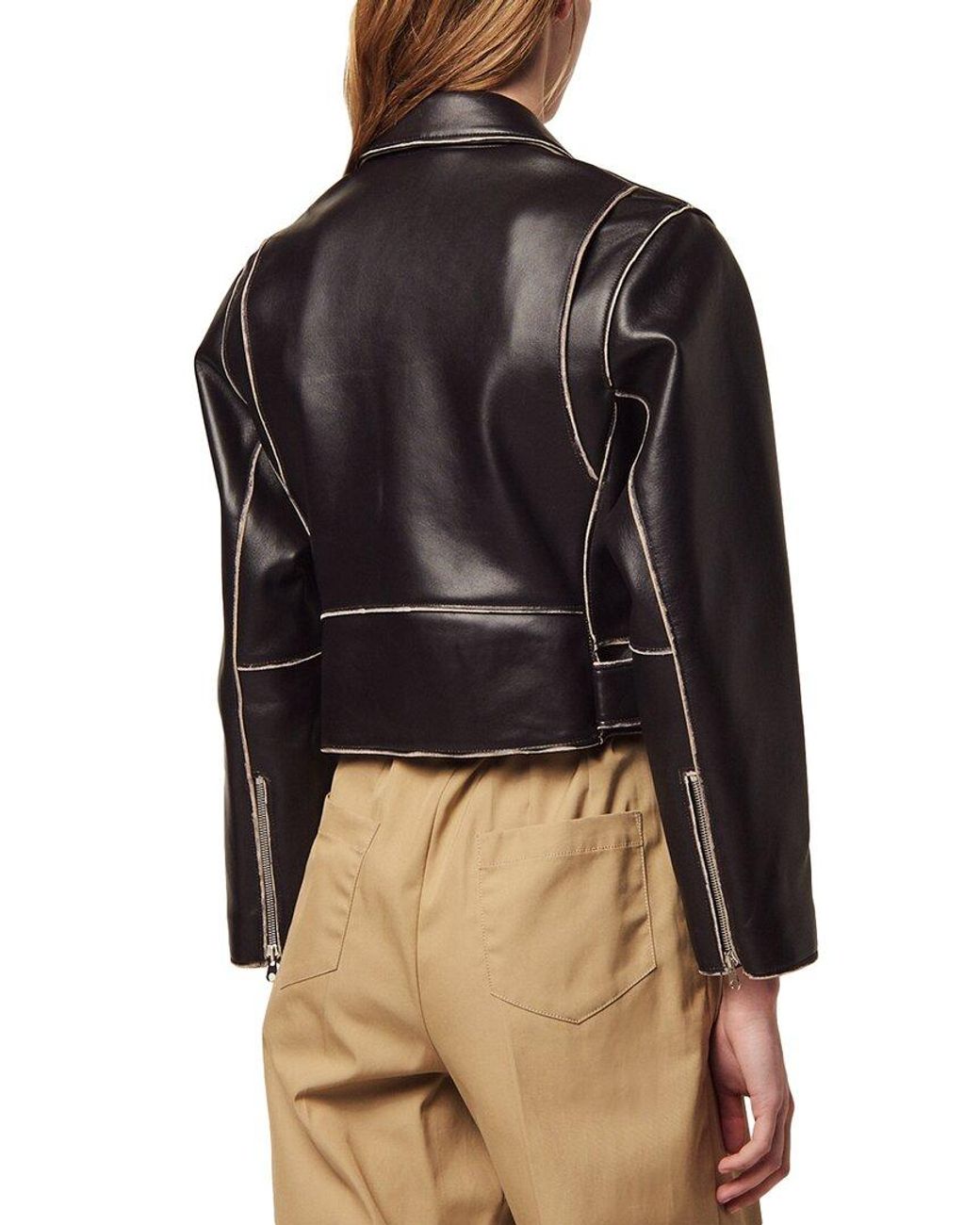 Sandro Leather Jacket in Black | Lyst