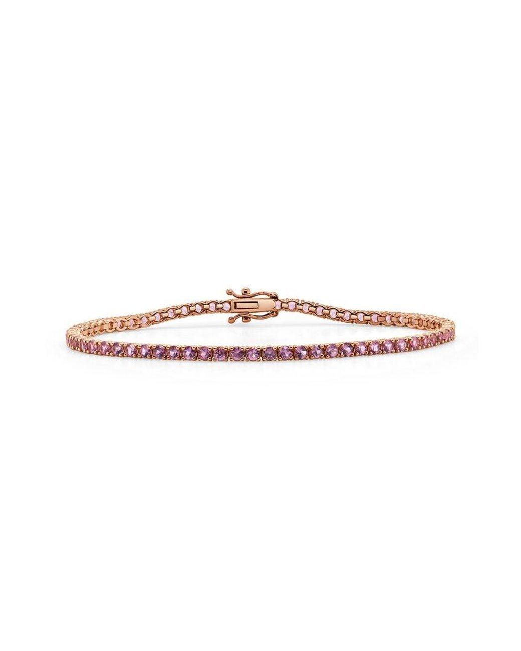 Sabrina Designs White 14k Rose Gold 4.00 Ct. Tw. Pink Sapphire Tennis Bracelet