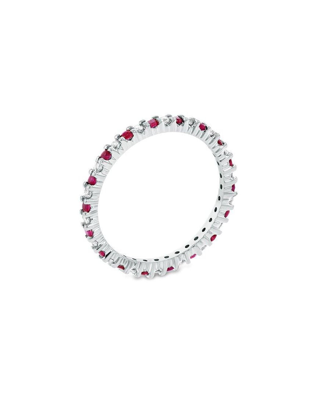 LEVARON White 14K 0.55 Ct. Tw. Diamond & Ruby Stackable Ring