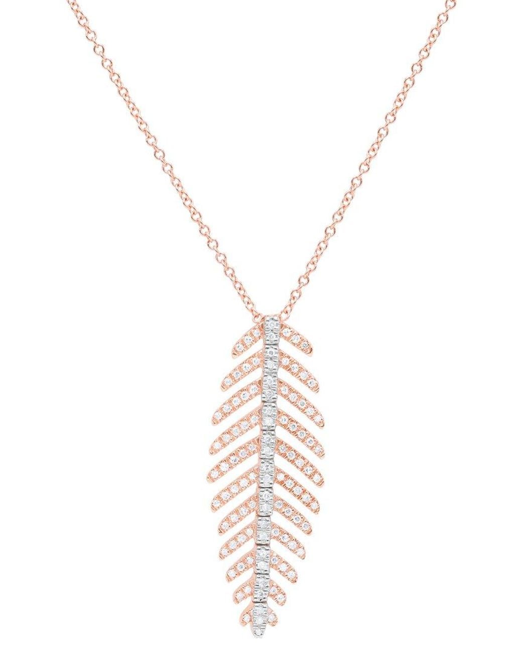 Diana M Metallic Fine Jewelry 14k Rose Gold 0.26 Ct. Tw. Diamond Fish Spine Pendant Necklace