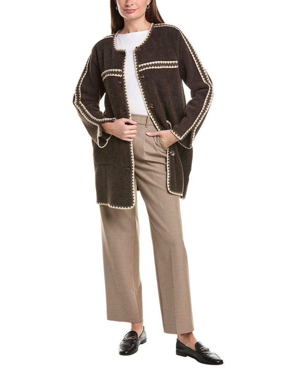 NVLT Brown Mid Length Herringbone Mink Eyelash Coat