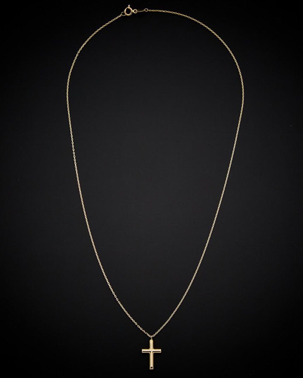 Italian Gold Black 14k Two-tone Cross Necklace