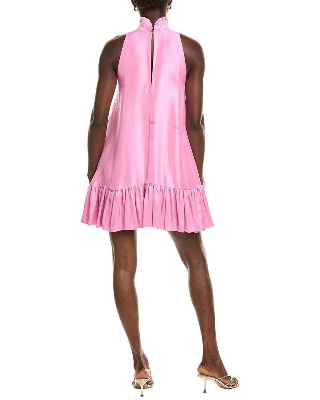 Azeeza Pink Alcott Silk Mini Dress