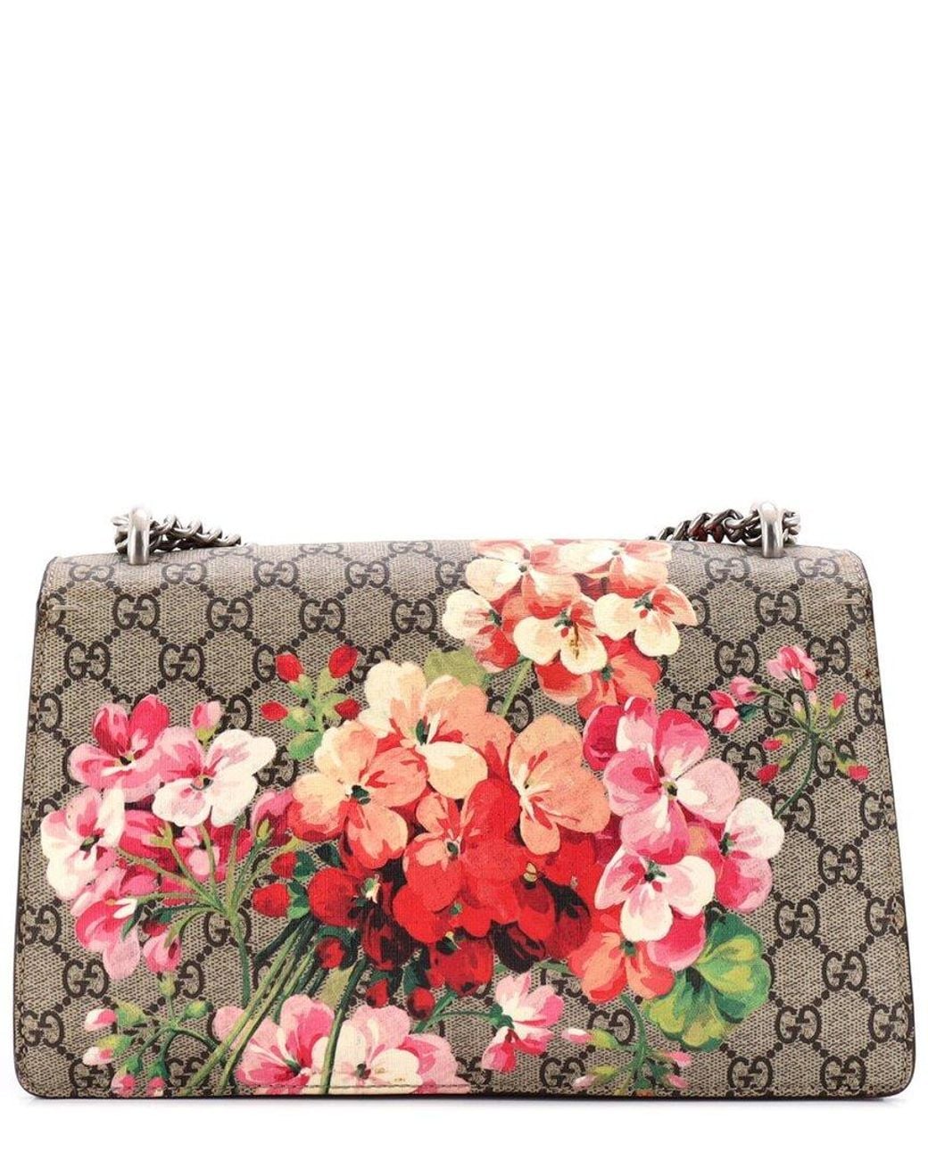 Gucci Red Blooms Print Gg Coated Canvas Dionysus Bag Small (Authentic Pre- Loved)