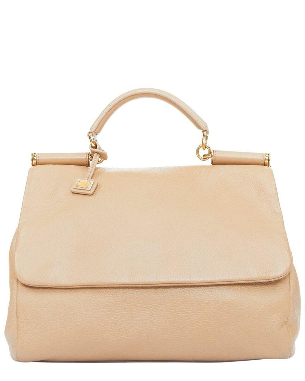 Dolce & Gabbana Natural Nude Grained Leather Miss Sicily Satchel (Authentic Pre-Loved)