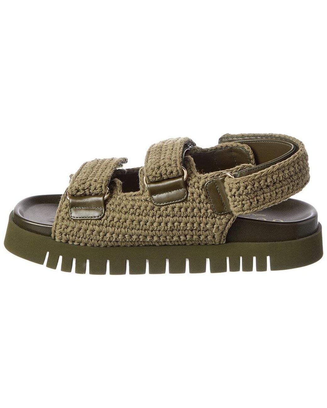 Gucci Green Double G Crochet Cotton Sandal