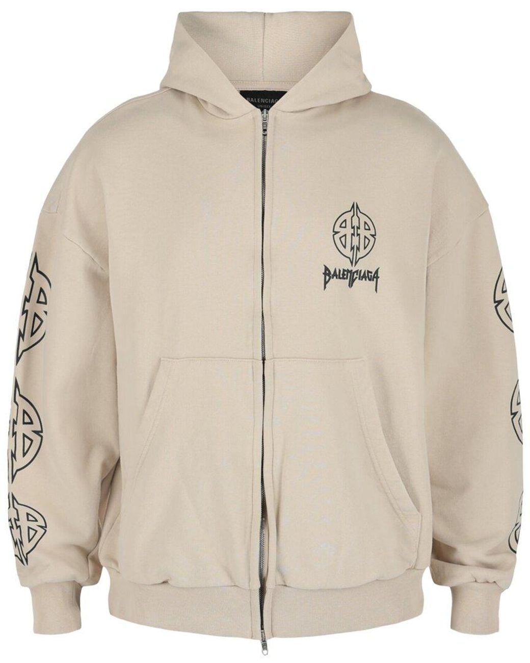 Balenciaga Natural Metal Bb Stencil Zip-Up Hoodie for men