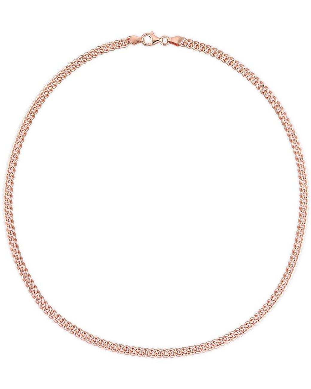 Italian Silver Metallic 18K Rose Over Curb Link Chain Necklace