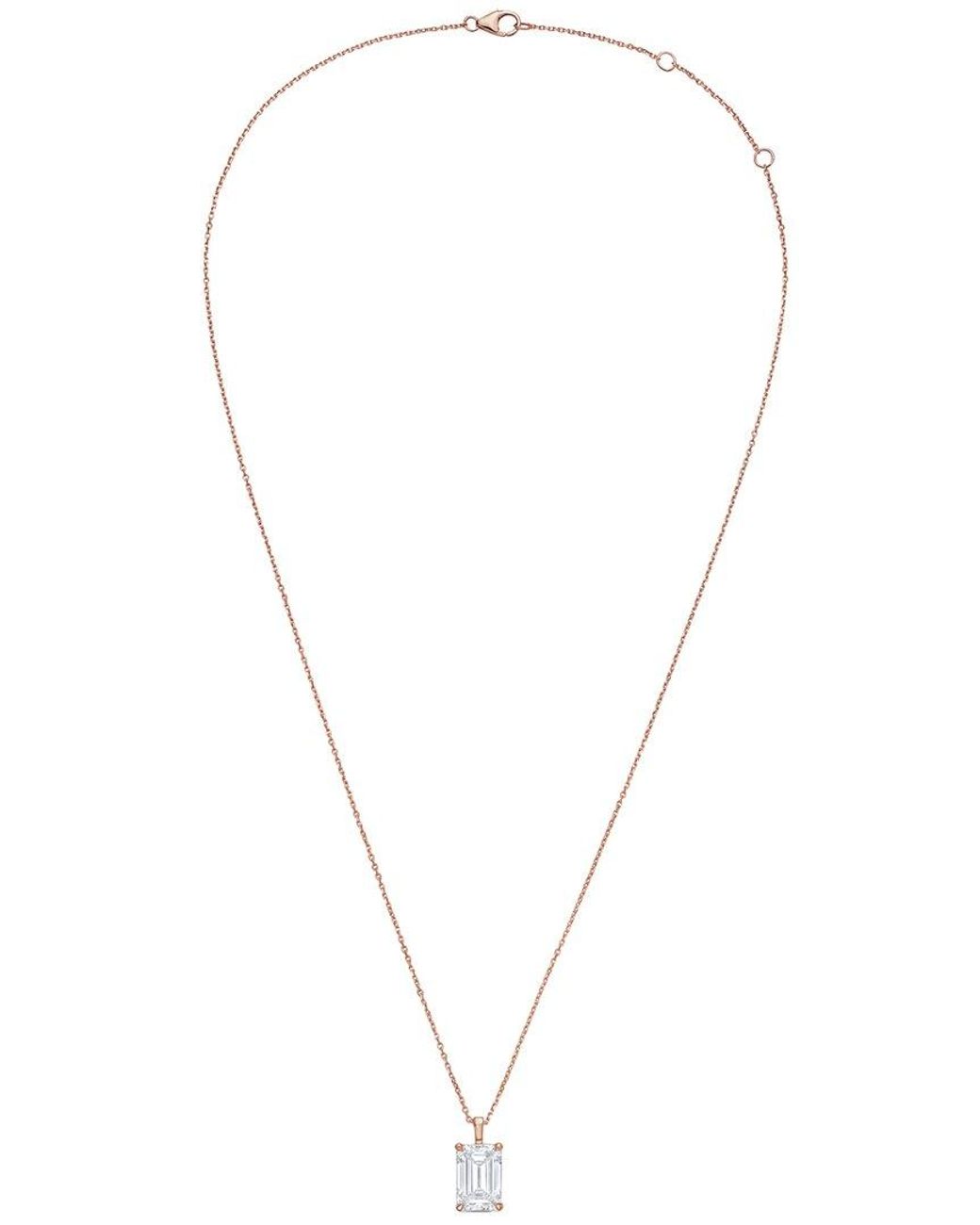 Diana M White Diana M. 14K Rose 3.00 Ct. Tw. Lab-Grown Diamond Solitaire Pendant