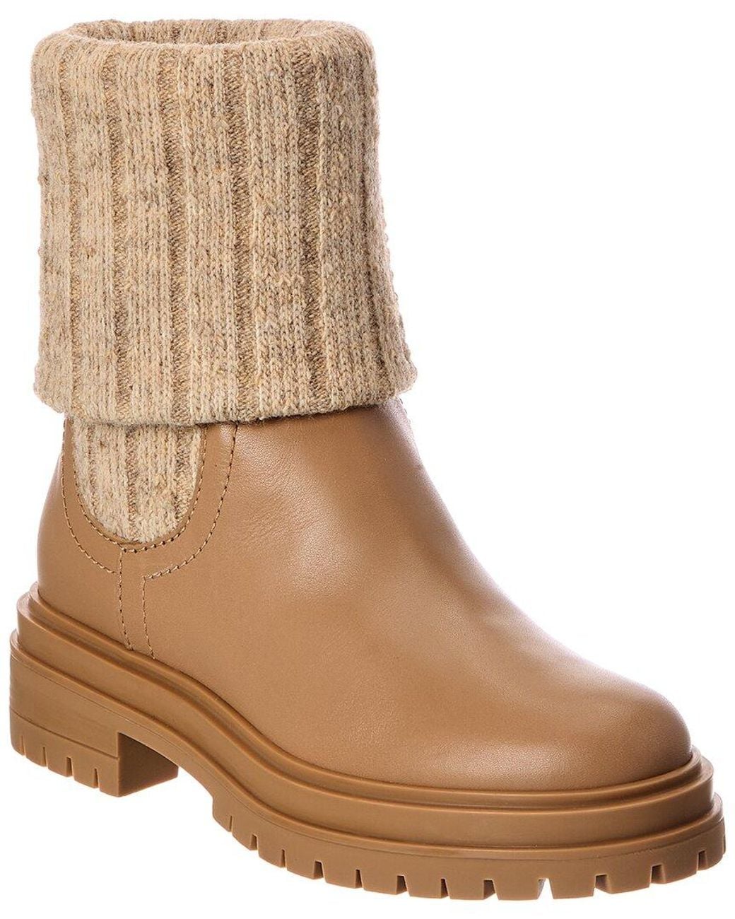 Gianvito Rossi Brown Tenney 20 Knit & Leather Boot