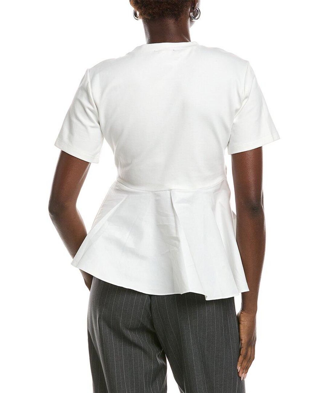 Gracia White Crewneck Oversized Bow Top