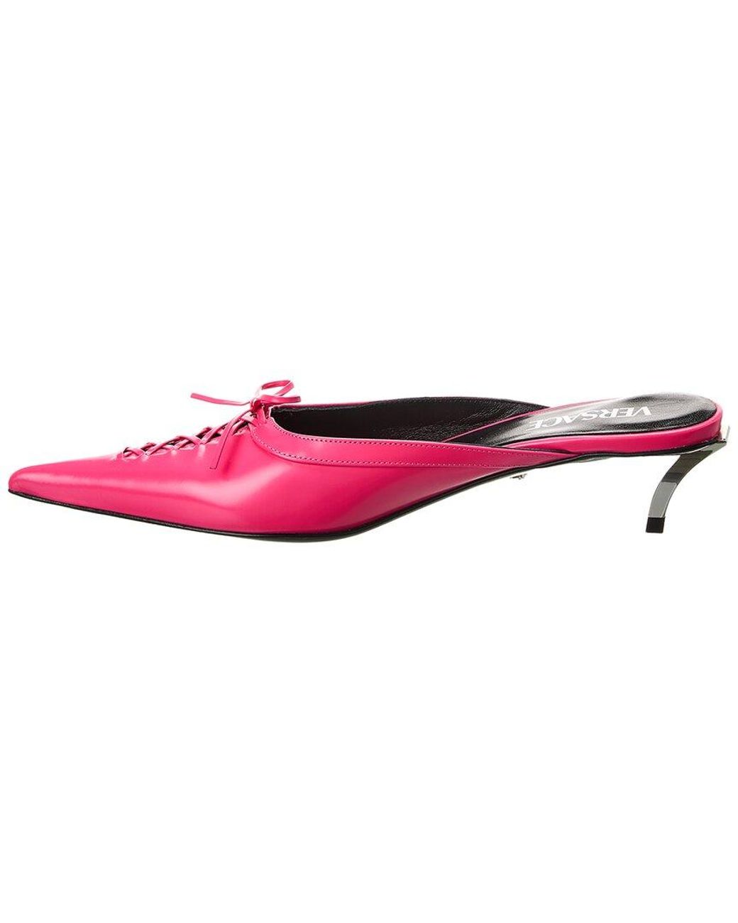 Versace Pink Pin-Point Leather Mule