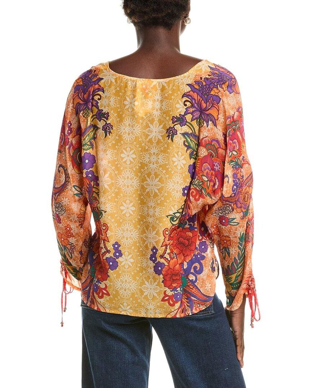 Johnny Was Orange Erykah Blouse