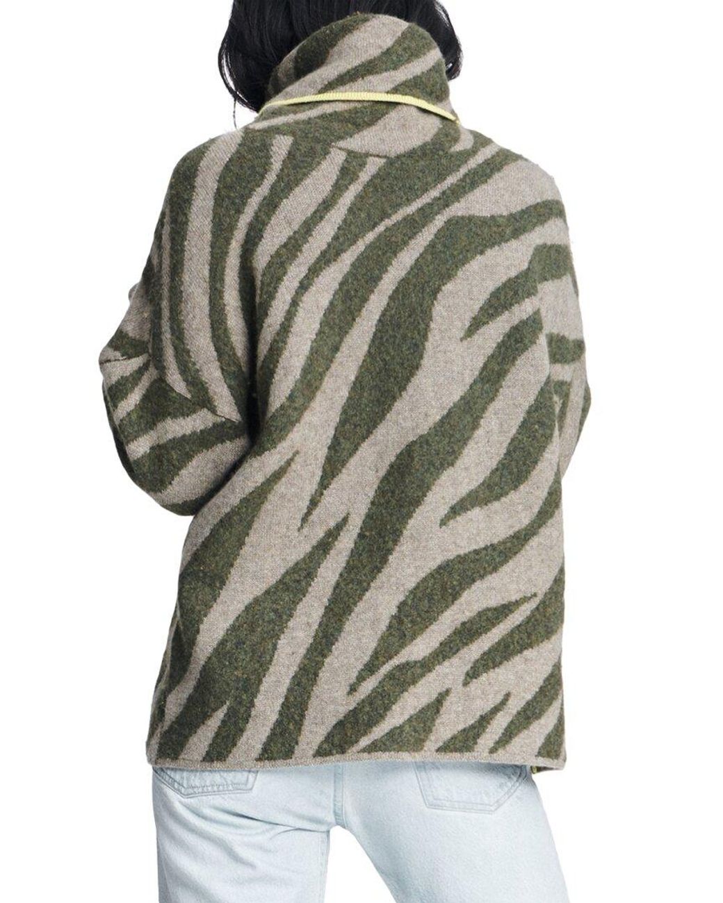 Bone Kiki Funnel-neck Zebra Sweater 