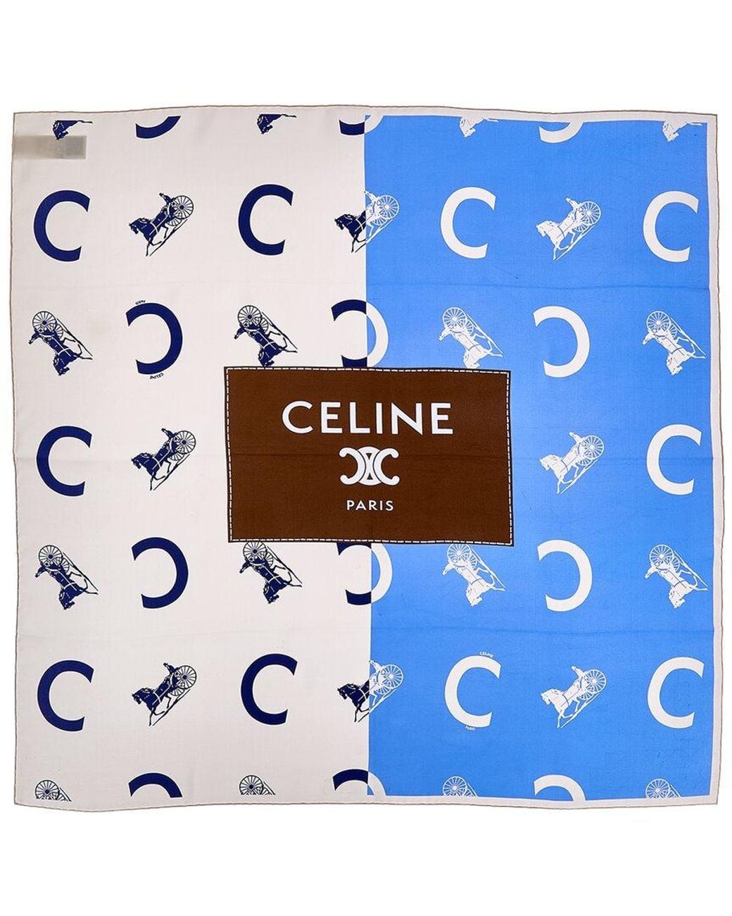 Céline Blue Stamped C Caleche Silk Foulard