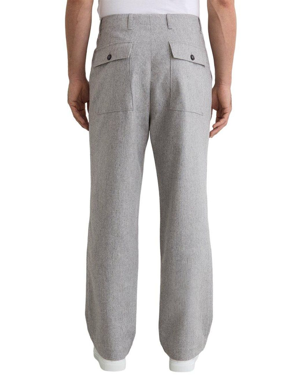 Reiss Gray Chain Wool-Blend Wide Leg Trouser for men