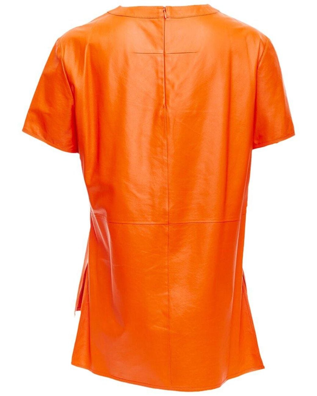 Givenchy Orange Leather Hi-Low Shirt, Size Fr (Authentic Pre-Loved)