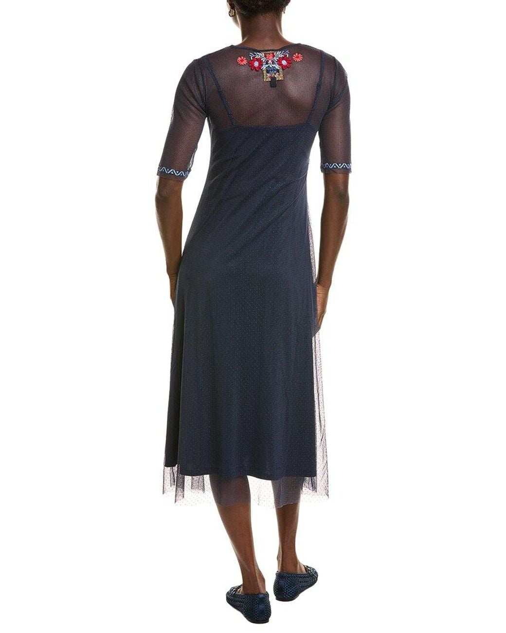 Johnny Was Blue Aiko Mesh Dress