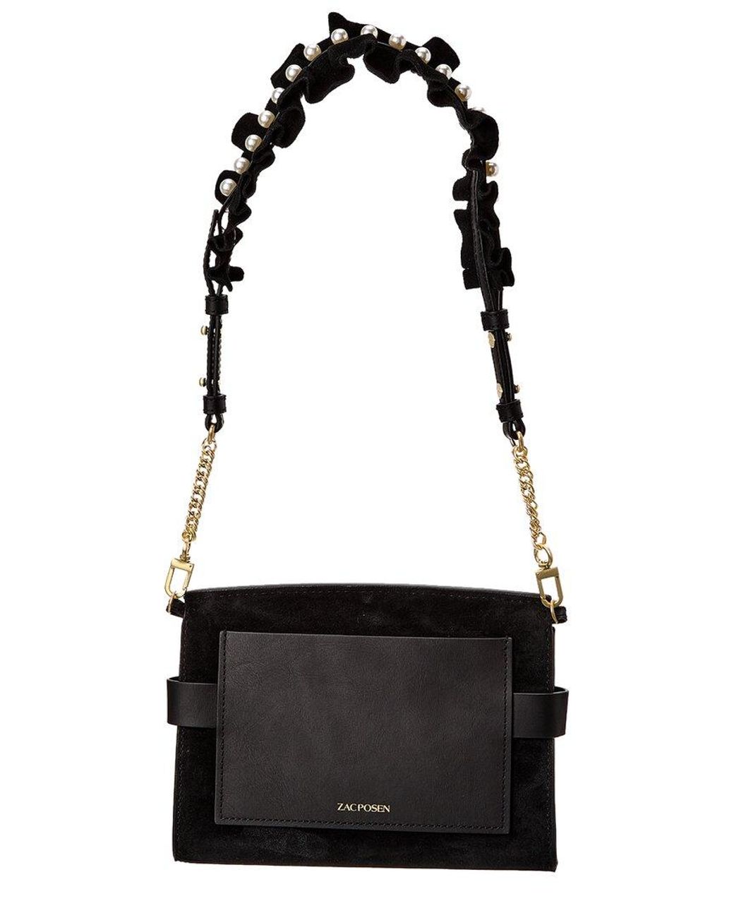 Zac Posen Brigette Leather Suede Clutch in Black Lyst