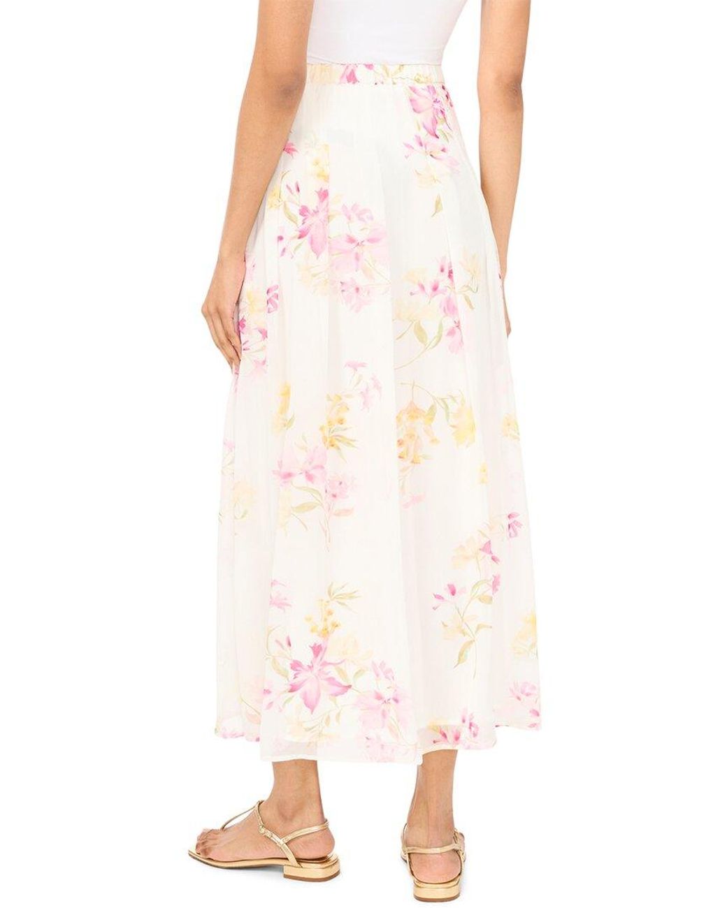 Vince Camuto Pink Pleated Straight Hem Maxi Skirt