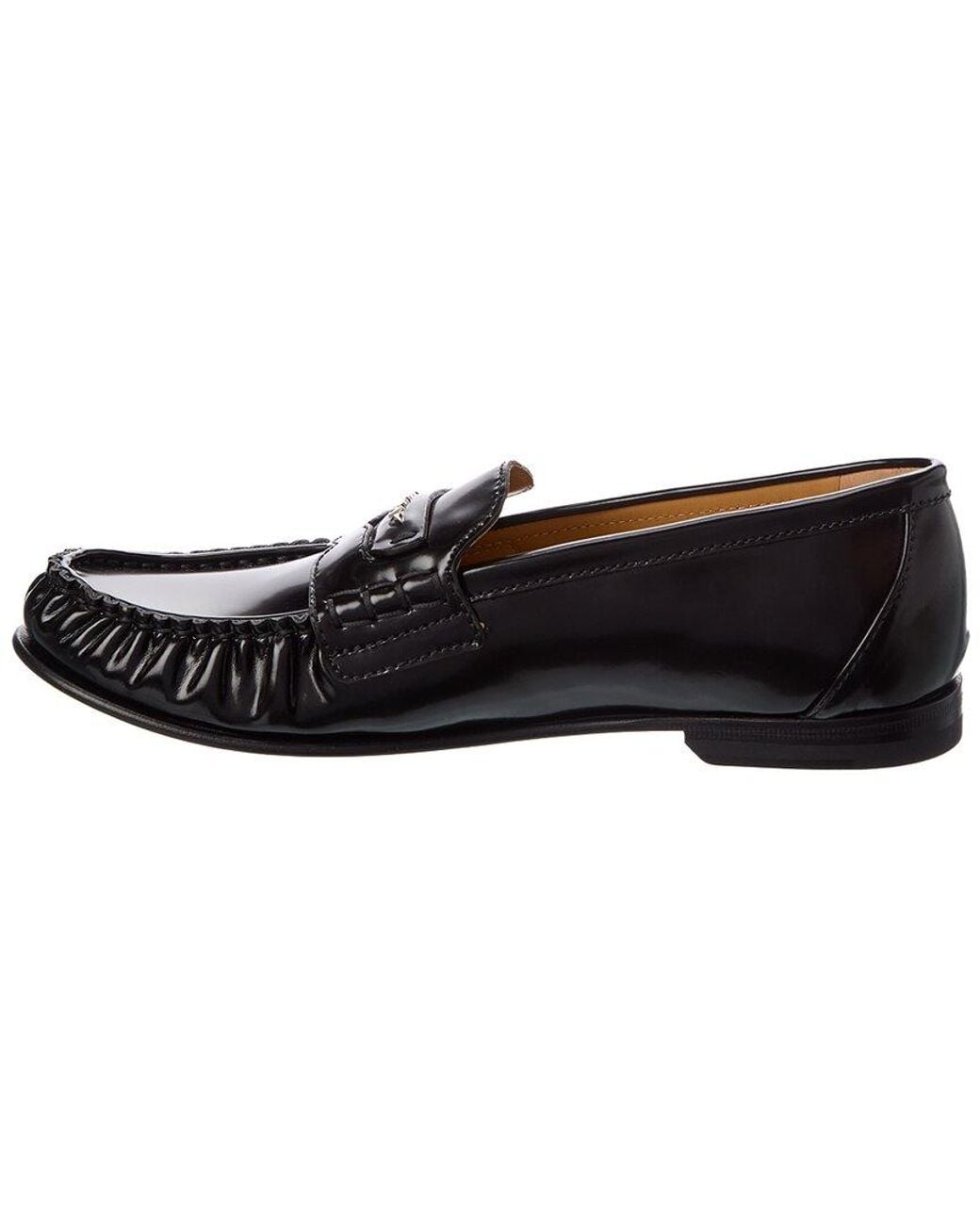 Fendi Black Scrunch Leather Loafer