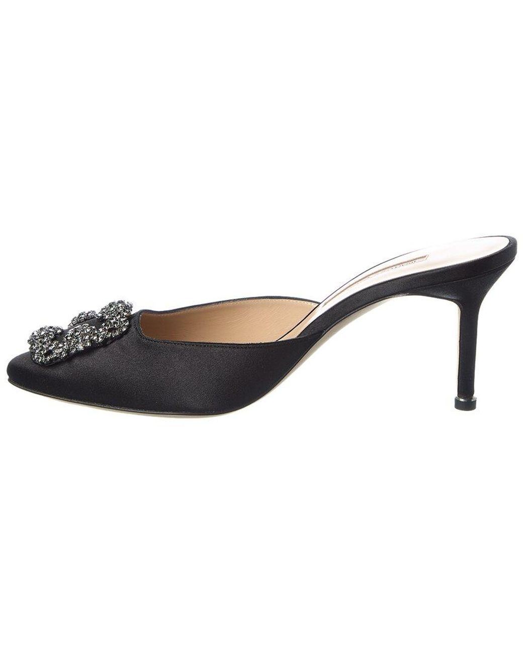Manolo Blahnik Black Hangisimu 70 Satin Mule