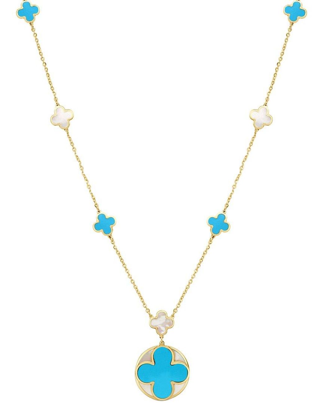 Italian Gold Metallic 14K Gemstone Clover Pendant