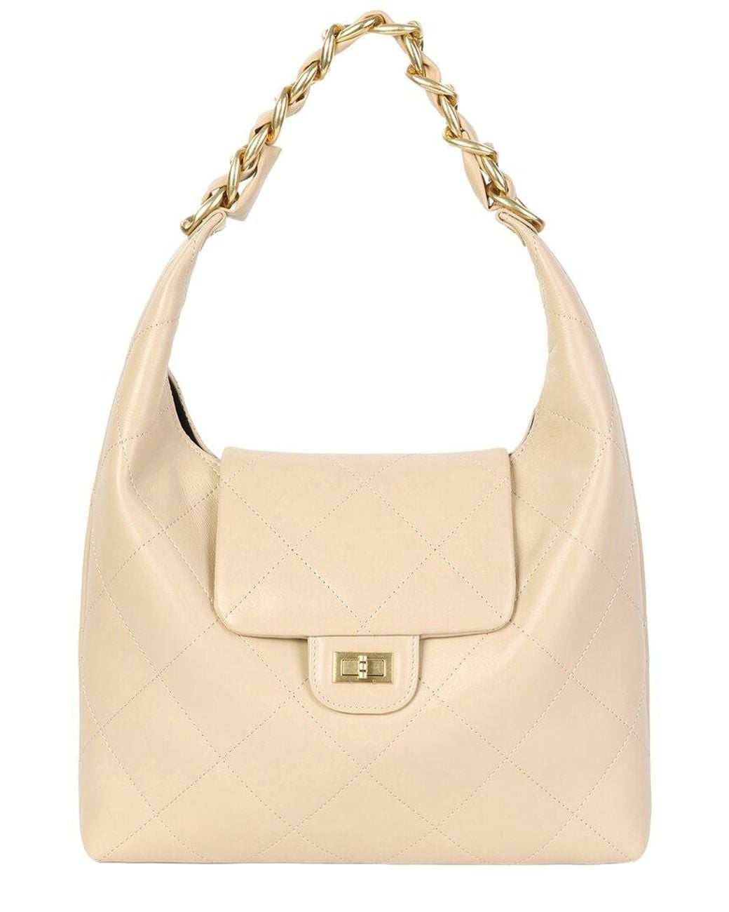 Tiffany & Fred Paris Natural Quilted Leather Hobo Bag