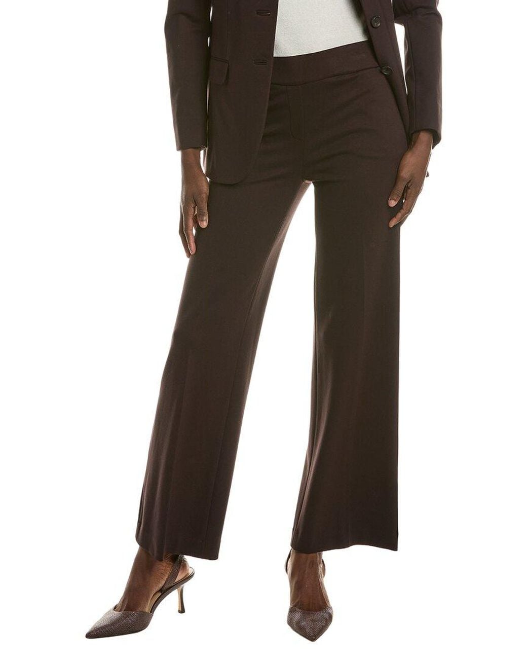 Anne Klein Black Slash Pocket Wide Leg Pant
