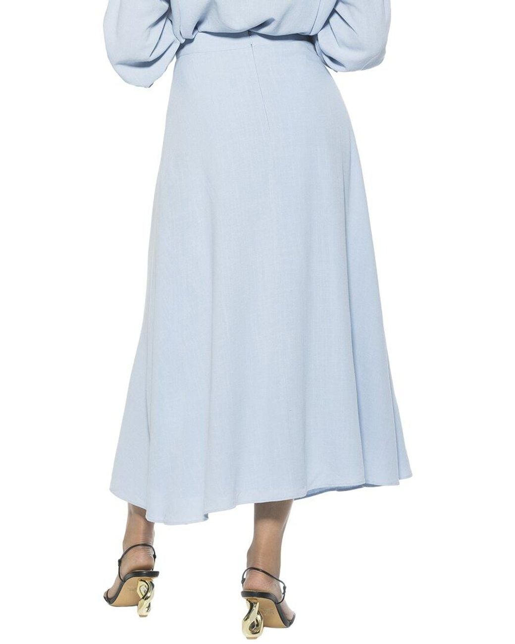 Alexia Admor Blue Brilyn Linen-Blend Maxi Skirt