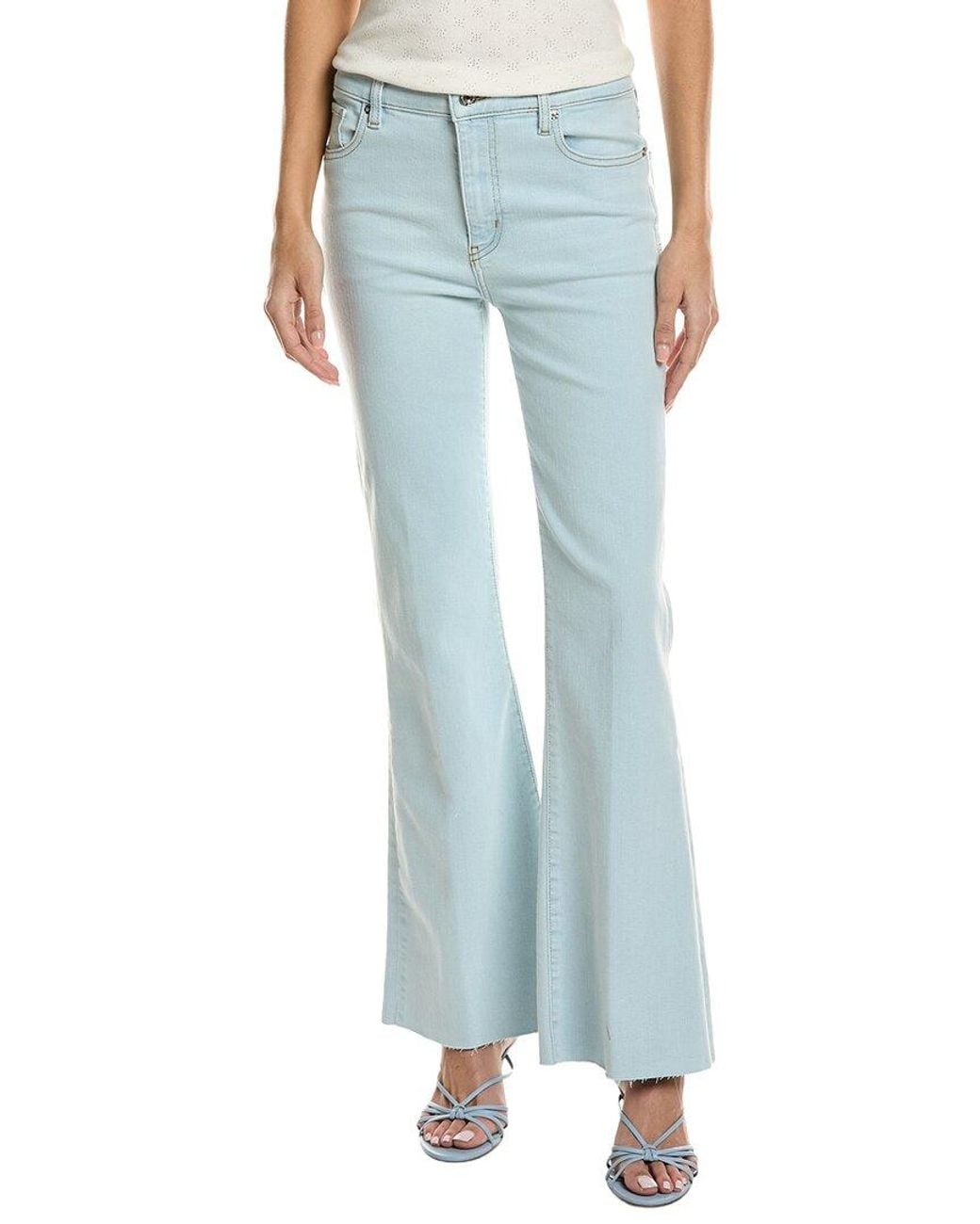 FRAME Blue The Icon Feather Raw After Flare Jean