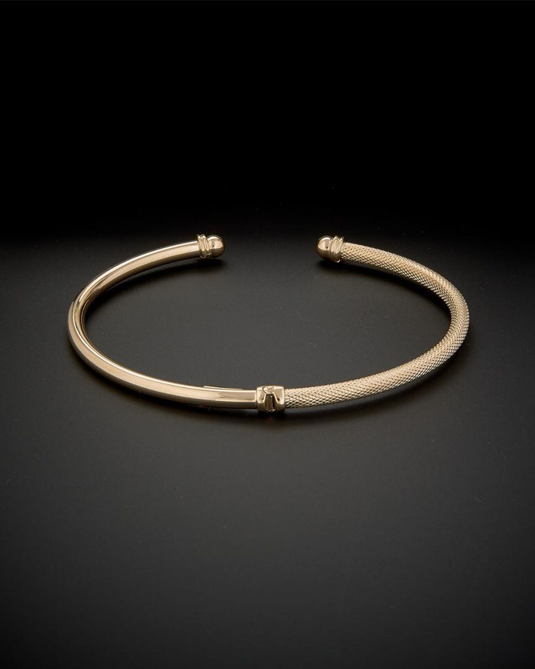 Italian Gold Black 14k Hinged Open Bangle